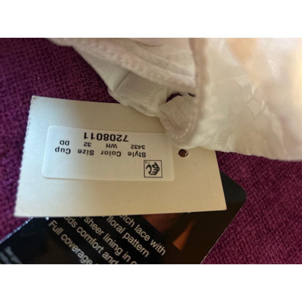 BALI Lace 'N Smooth Underwire Bra Size 32DD 32E NWT New with Tag White 1 - Picture 3 of 5